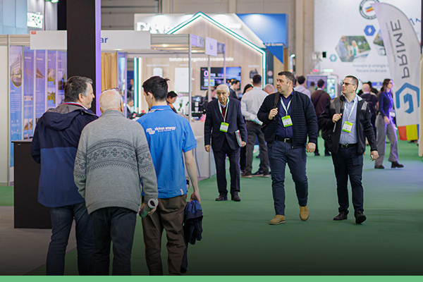 Pavilion B2 - Energy, GREEN ENERGY EXPO 2027, busy with exhibitors and visitors
