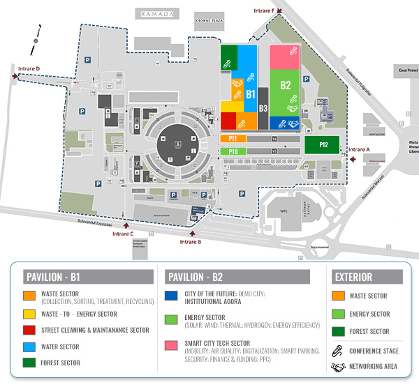Harta sectoarelor expoziționale — ROMEXPO, GREEN ENERGY EXPO & ROMENVIROTEC 2027